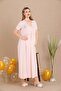 Buttoned V-Neck and Lace Rose Detailed Short Sleeve Maternity&Postpartum Nightgown Dress