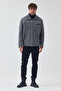 Men's Gray Color Wide Fit Zippered Quilted and Fur Lined Cashmere Coat - 4