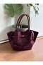 Suede Women's Shoulder Bag with Lock Detail on the Front - 3