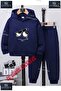 Children's Unisex Printed Hooded Tracksuit Set with Face and Eyes Print
