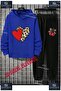 Children's Unisex "Heart 2-Piece Red Leopard Patterned Special Printed Hoodie and Trackpants Set