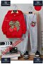 Children's Unisex Custom Printed Hoodie and Sweatpants Set with the Text: "Cherry Leopard Ribbon Cherry Texting".