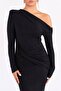 Women's Silvery Lycra One Shoulder Long Party Stylish Evening Dress - 4
