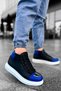 Ch267 Roma Mirror Men's Sports Casual Lace-Up Leather Boots Cbt - Black/Blue - 3