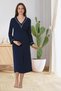 Women's Navy Blue Piping Detailed Design Long Sleeve Cotton Maternity Nightgown Nightgown 2-Piece Set - 2