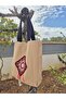 Burgundy Authentic Square Pattern Detailed Cream Duck Linen Shoulder Bag - 2