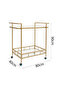 FFD Luxury Bar Trolley Cart – Metal Frame with Clear Glass Shelves | Mobile Serving Gold 80x40x90cm - 7