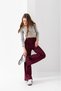 Women's Burgundy Modal Wide-Leg Seam-Detail High-Waisted Soft-Textured Elastic-Waist Stretch Fabric Trousers - 5
