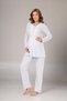 Women's Blue Melange Shawl Collar Winter Design Maternity Maternity Dressing Gown Pajama Set 3 Piece Set - 6