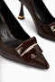 Saja Brown Buckle Women's Heeled Shoes - 3
