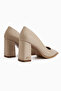 Lucy Beige Block Heel Women's Stiletto Heeled Shoes - 5