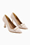 Saja Beige Buckled Women's Heeled Shoes