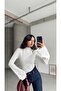 Women's White Spanish Sleeve Reverse Stitch Detail Blouse