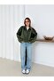 Suede Zippered Off-Shoulder Bomber Jacket - 4