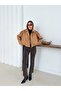 Suede Zippered Off-Shoulder Bomber Jacket