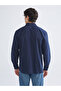 Navy Blue Regular Fit Long Sleeve Linen Blend Men's Shirt - 4