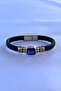 Genuine Leather Men's Bracelet Made with Blue Natural Stone Handcrafted - 3