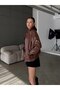 New Season Oversize Biker Jacket Women's Leather-Suede Jacket High Collar - 4