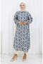 Viscose Fabric Full Buttoned Long Tunic 0175-01 Navy Blue - 2
