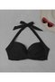 Plus Size Halter Neck, Shirred/Knotted Bustier Bikini Top - 4
