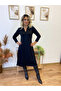    Women's Long Sleeve Neckline Midi Viscose Two Thread Dress - 6