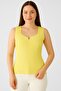 Yellow Knitwear High Quality Thick Strap Sleeveless Blouse Ribbed Stretchy Soft Slim Square Neck