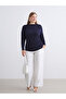 Two Mt Shop Quality Lcw Everyday Navy Blue Combed Cotton Plain Tight & Slim Long Sleeve Women's Bodysuit - 2