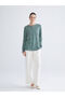 Alita City Lcw with a Difference Grace Green Combed Cotton Patterned Oval Neck Long Sleeve Women's Blouse - 2