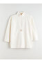Beige Mock Neck Embroidered Fleece Women's Sweatshirt Tunic - 5