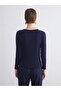 Two Mt Shop Quality Lcw Everyday Navy Blue Combed Cotton Plain Tight & Slim Long Sleeve Women's Bodysuit - 5