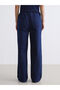 Navy Blue Elastic Waist Women's Jean Pants from Plus-Store - 4