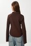 Waist-Sitting Spanish Sleeve Lycra-Free Shirt Loy0001 Brown - 5