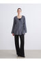 Double Breasted Collar Textured Women's Kimono - 2