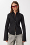 Waist Sitting Spanish Sleeve Lycra-Free Shirt Loy0001 Black