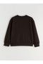 Alita City Lcw Kids Brown Oval-Necked Girls' Sweatshirt with a Difference in Color - 2