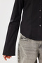 Waist Sitting Spanish Sleeve Lycra-Free Shirt Loy0001 Black - 3