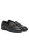 Women's Metal Buckle Loafer Shoes - Black - 2