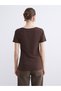 Two Mt Shop Quality Lcw Everyday Brown Combed Cotton Plain Super Skinny & Extra Narrow Short Sleeve Women's T-Shirt - 4
