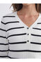 Hilfa New Season V-Neck Striped Women's Knitwear Sweater - 4