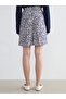 Navy Blue Patterned Women's Shorts with Elastic Waist - 4