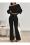 Women's Boat Neck Pleated Blouse Spanish Leg Sweatpants Set - 4