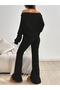 Women's Boat Neck Pleated Blouse Spanish Leg Sweatpants Set - 5