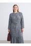 Özmarka New Season Crew Neck Floral Pleated Dress - 6