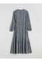 Özmarka New Season Crew Neck Floral Pleated Dress - 8