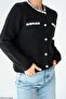 Black Women's Soft Cardigan with Stone Pocket Detail - 3