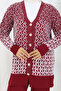 Patterned Knitwear Cardigan Set S1044 Claret Red - 4