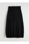 Black Self-Patterned Knit Skirt with Elastic Waist - 5