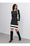 Women's Long Sleeve Round Neck Hem Tip Ribbon Detail Short Woven Dress - 7