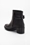 Black Women's Heeled Boots Straw Detailed Faux Leather Buckle - 5