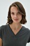 Women's Anthracite Color Short Sleeve V-Neck Capri Pajama Set C9T4N371 - 4